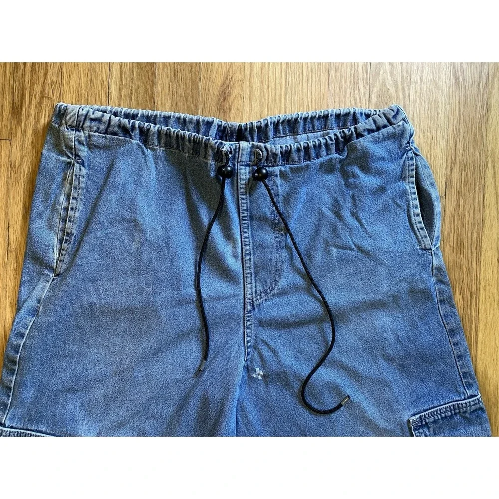 Vintage 90s KIKWEAR Wide Leg Denim Cargo Capri Pants Rave Skater Y2K -size S